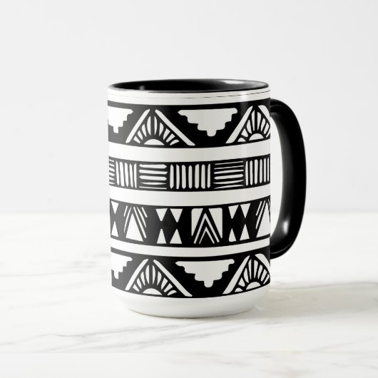 Tasse combinée d'impression tribal noir et blanc (Devant droit)