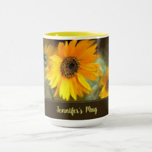 Tasse combinée faite sur commande de tournesol