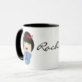 Tasse Combo 11 oz Poupée Kokeshi Noire (Devant gauche)