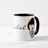 Tasse Combo 11 oz Poupée Kokeshi Noire (Devant droit)