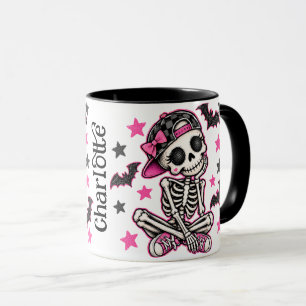Tasse Combo de Halloween Crâne de squelette rose
