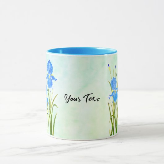 Tasse Combo Iris Bleus avec Texte (Centre)