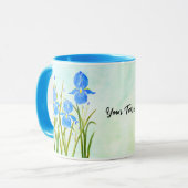Tasse Combo Iris Bleus avec Texte (Devant gauche)