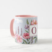 Tasse Combo Monogramme O Rose Fleurs de Lavande Ro (Devant gauche)