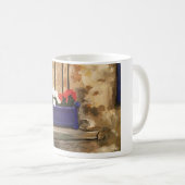 Tasse comportant la boîte de chat et de fleur (Devant droit)