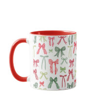 Tasse Coquette Noël Rubans – Rouge et Vert Vintage