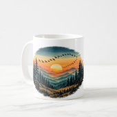 Tasse Coucher de soleil Forêt Rétro | Coucher de s (Devant gauche)