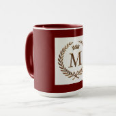 Tasse couleur marron avec monogramme (Devant gauche)