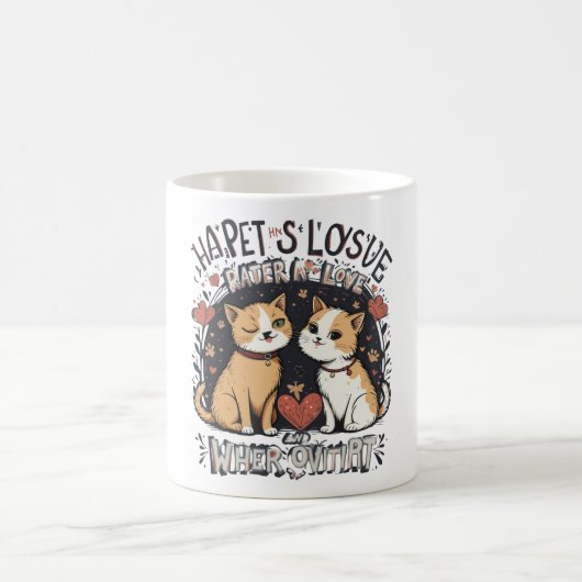 Tasse Couple de Chats Mignons Amour de Chat Romant (Centre)