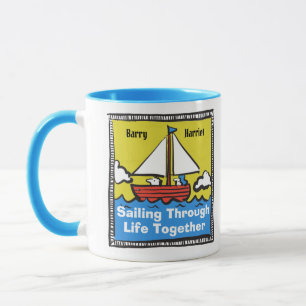 Tasse Couple Heureux Naviguant Ensemble Dans La Vi