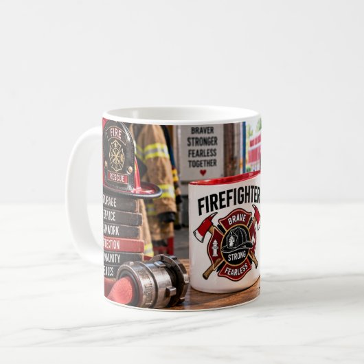 Tasse courageux pompier fort (Devant gauche)