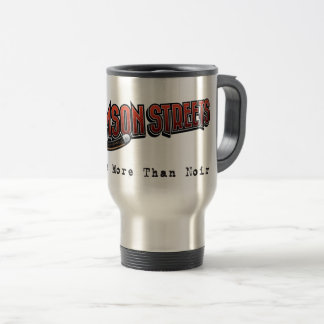 Tasse cramoisie de voyage de logo de rues