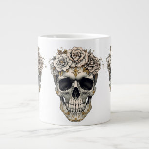Tasse crâne floral ivoire Halloween gothique élé