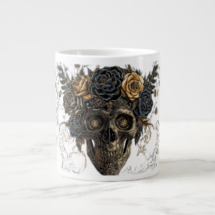 Tasse Crâne Floral Ivoire Halloween Gothique Élé