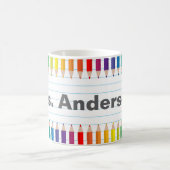 Tasse crayons de couleur nom de l'enseignant perso (Centre)