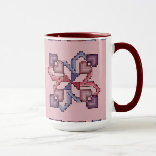 Tasse croisée de carré d'édredon de point de coeur