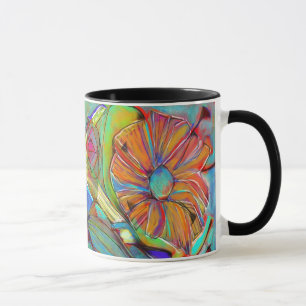 Tasse cubiste abstraite de fleur