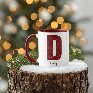Tasse D Monogramme Pailleté Moderne avec Nom