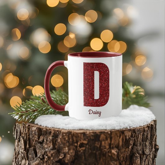Tasse D Monogramme Pailleté Moderne avec Nom