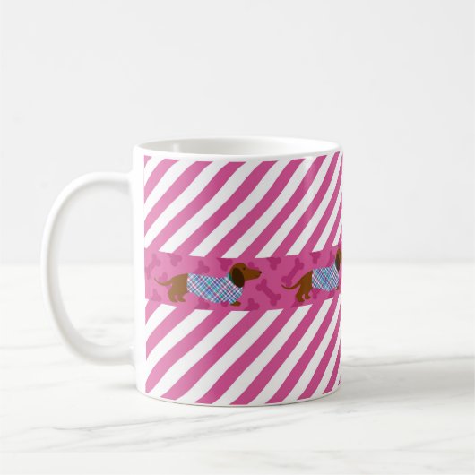 Tasse Dachshund à rayure rose (Gauche)