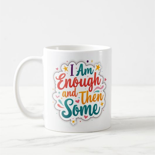 Tasse d'affirmation pastel 'Je Suis Suffisant et E (Gauche)
