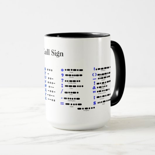 Tasse d'alphabet de code Morse et de diagramme de (Devant droit)