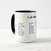 Tasse d'alphabet de code Morse et de diagramme de (Devant gauche)
