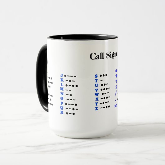 Tasse d'alphabet de code Morse et de diagramme de (Devant gauche)