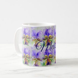 Tasse dames d'amour floral fleurs aquarelle Viola