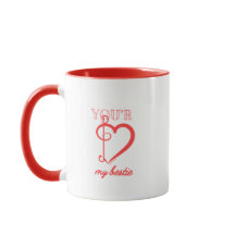 Tasse d'amitié rouge et blanc « Tu es ma meilleure