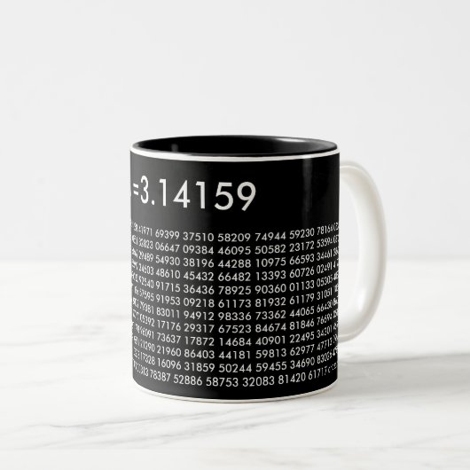 tasse d'amour de maths de chiffres de pi noire et (Devant droit)