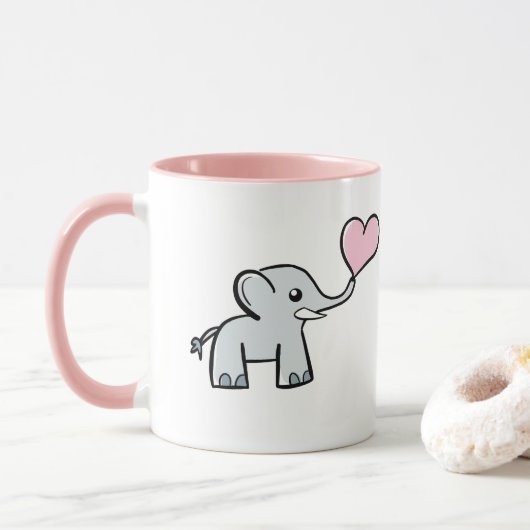 Tasse d'amour d'éléphant - rose (Avec donut)