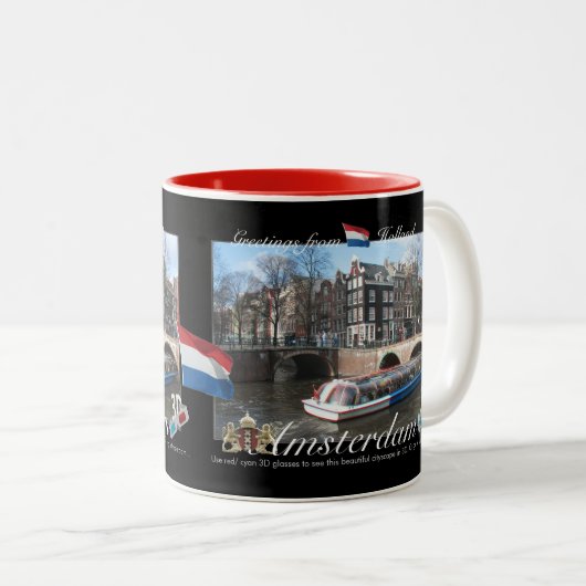 Tasse d'anaglyphe d'Amsterdam Hollande 3D (Devant droit)