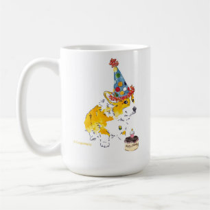 Tasse d'anniversaire de corgi de casquette de