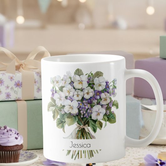 Tasse d'anniversaire de la fleur de naissance de f