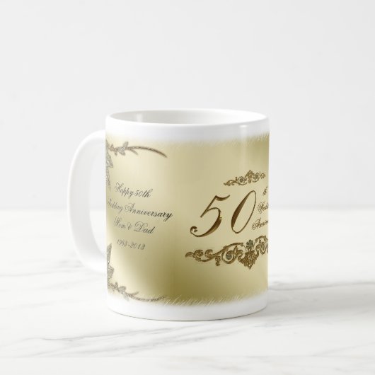 Tasse d'anniversaire de mariage d'or (Devant gauche)