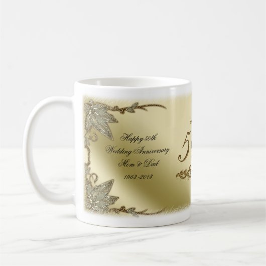Tasse d'anniversaire de mariage d'or (Gauche)