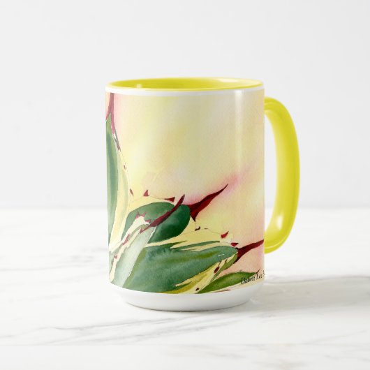 Tasse d'aquarelle d'agave, jaune, par Debra Lee (Devant droit)
