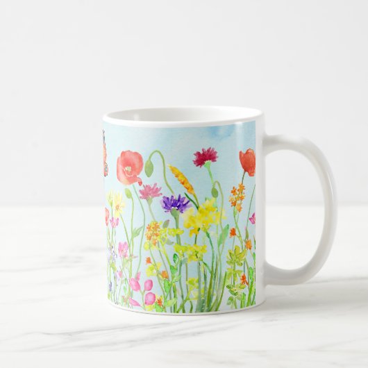 tasse d'aquarelle de fleurs sauvages et de (Droite)