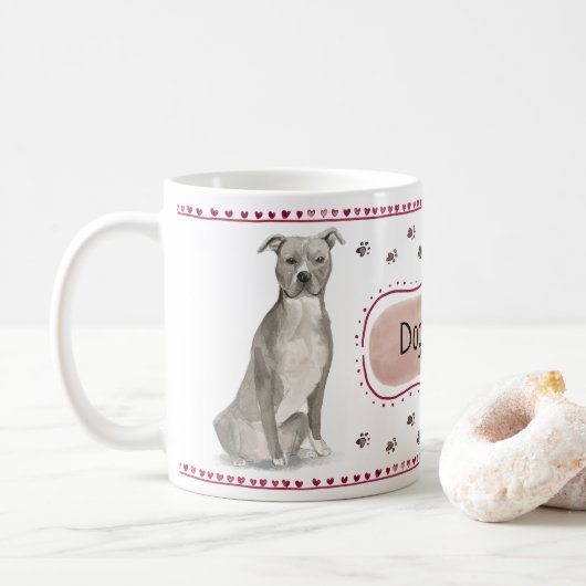 Tasse d'aquarelle de Pitbull (Avec donut)