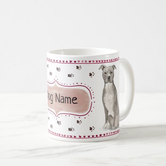 Tasse d'aquarelle de Pitbull (Devant droit)