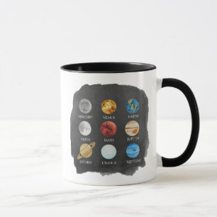 Tasse d'aquarelle de système solaire