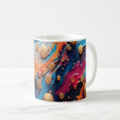Tasse d'art abstrait acrylique fluide vibrant bleu (Devant droit)