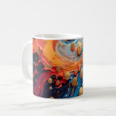 Tasse d'art abstrait acrylique fluide vibrant bleu (Devant gauche)