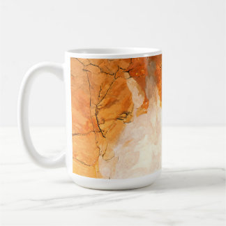 Tasse d'art abstrait orange sarcelle aquarelle