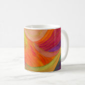 Tasse d'art Abstraite aux couleurs orange, verte, (Devant droit)