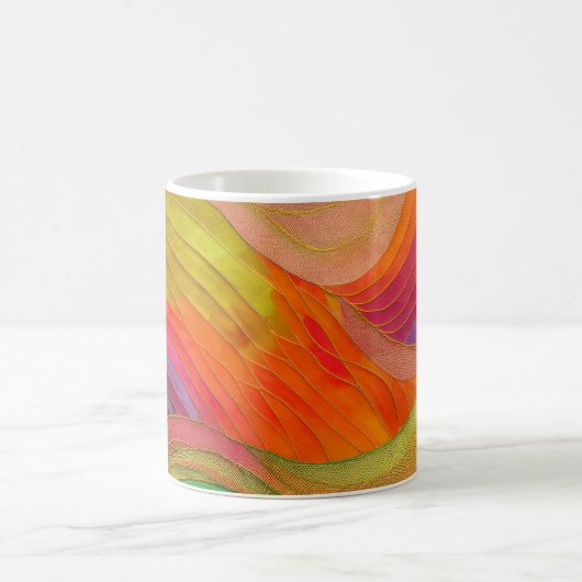 Tasse d'art Abstraite aux couleurs orange, verte, (Centre)