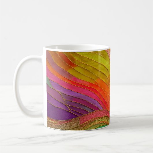 Tasse d'art Abstraite aux couleurs orange, verte, (Gauche)