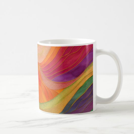 Tasse d'art Abstraite aux couleurs orange, verte, (Droite)