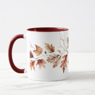 Tasse d'art aquarelle sur le feuillage d'automne e
